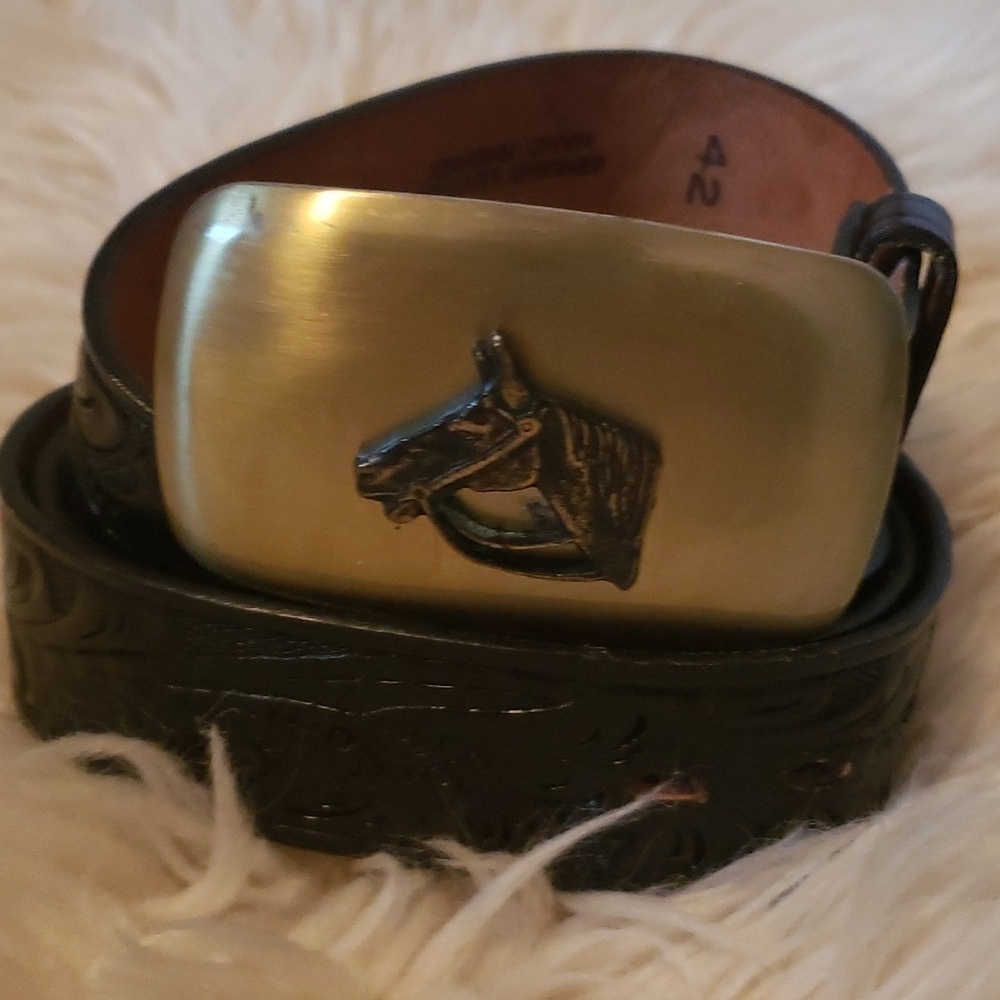 The western shop banff by chamber phoenix black leather hand finished 42 belt